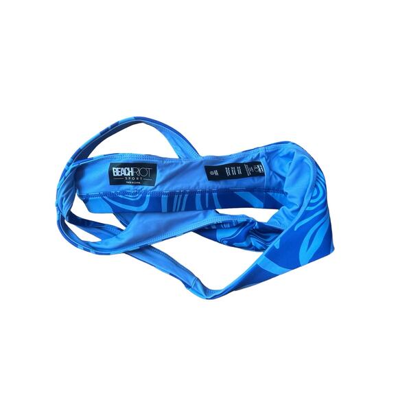 NEW Beach Riot x Free People Halter Wrap Neck Blue Swirl Aly Active Top Size XS - Picture 8 of 11